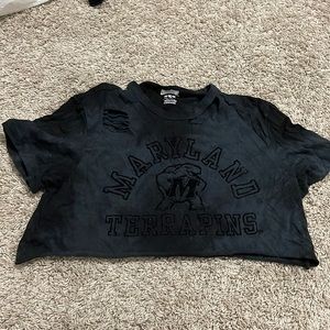 Black tie-dye University of Maryland cropped t-shirt